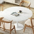 thumbnail image 1 of Cvortll Round Dining Table, 42" Elegant Tulip Table Round with Marble Dining Table and Metal Base, Kitchen Living Room Home Office, White, 1 of 13