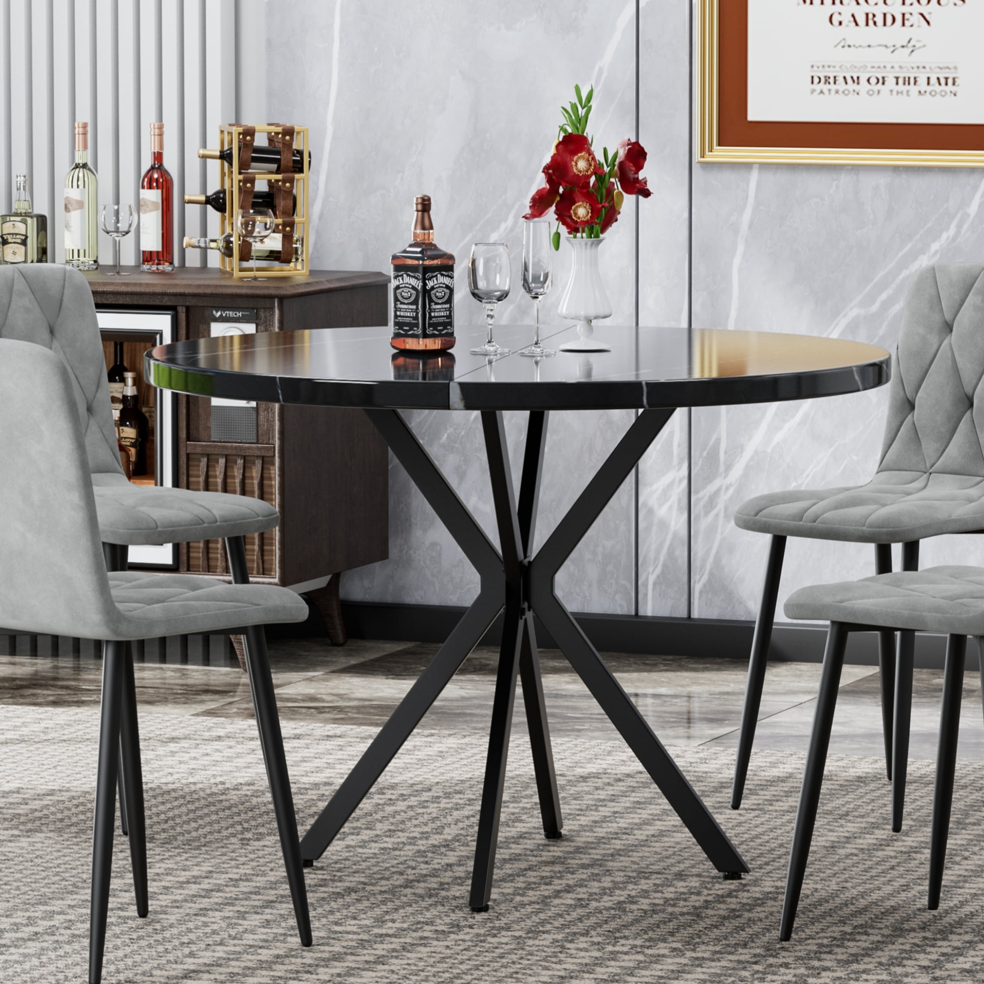 Recaceik Round Dining Table for 4 People, 39 inch Modern Round Dining ...