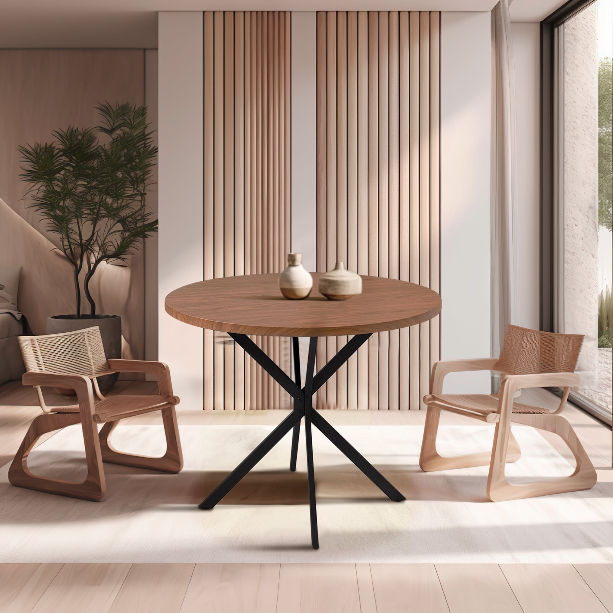 Cvortll Round Dining Table for 4 People, 39 inch Modern Round Dining Table with Metal Legs, Kitchen Dinner Table for Living Room, Dining Room