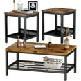thumbnail image 1 of Cvortll 3-Piece Coffee Table Set with Storage, Rustic Brown Wood & Black Metal Industrial Living Room Table Set, 1 of 10