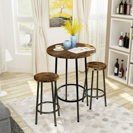 Flash Furniture 23.5 Square Silver Metal Bar Table Set with Wood Top and 2 Backless Stools Walmart