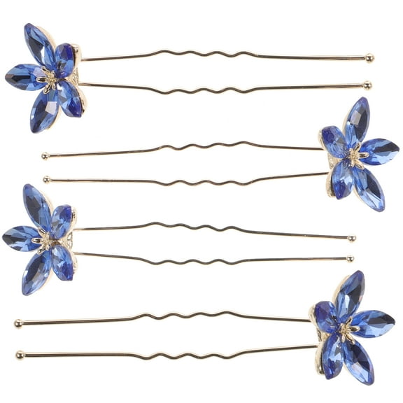 Recardis 4pcs Rhinestone Hair Pins Decorative Bobby Hair Pins U Shaped Wedding Hair Accessories