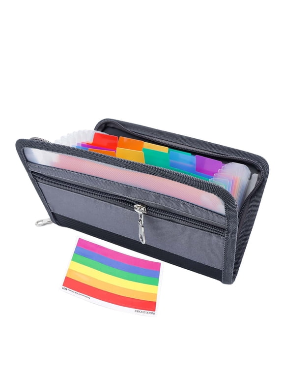 Receipt Coupon Bill Organizer 12 Tabs Accordion File Folder Zipper Organizer Expandable Envelopes Stuffing Wallet for Cash Cards (Colorful)