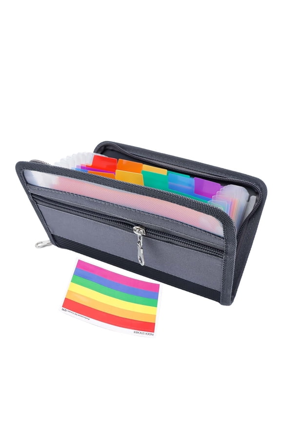 Receipt Coupon Bill Organizer 12 Tabs Accordion File Folder Zipper Organizer Expandable Envelopes Stuffing Wallet for Cash Cards (Colorful)