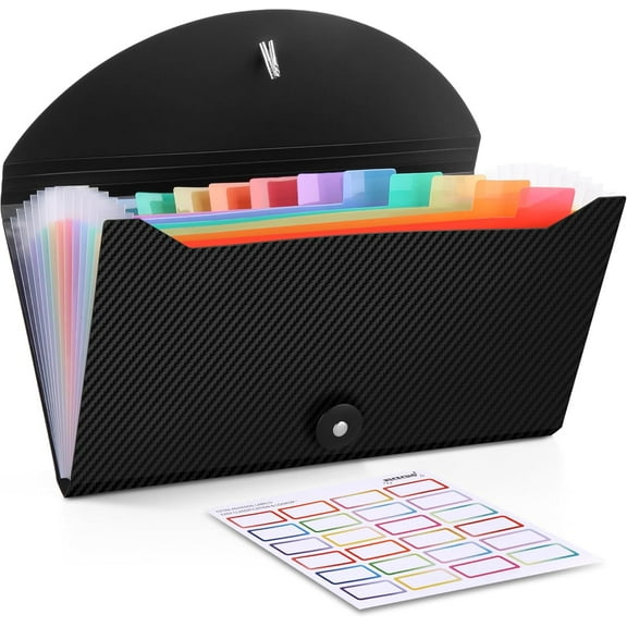 Receipt Coupon Organizer, 13 Pockets Small Accordion File Organizer with Labels for Receipt Cards, Bill Business, Coupons Storage, 10.2X 5.1 Inches