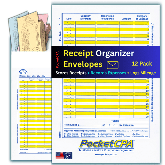PocketCPA Receipt Organizer Envelopes.