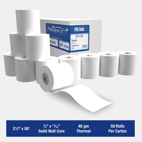 Receipt Paper Rolls 2  x 50 Alliance Thermal, 300 Cartons | Pallet, white BPA Free