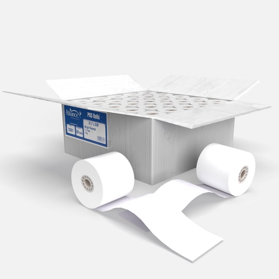Receipt Paper Rolls 3 1/8 x 230 Alliance Thermal, 48g | 66 Cartons | Pallet, white BPA Free