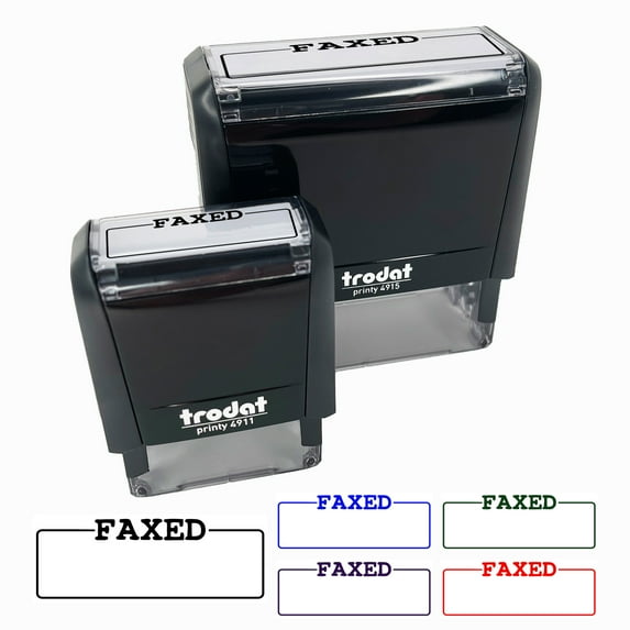 Faxed Blank Box for Date Signature Self-Inking Rubber Stamp Ink Stamper for Business Office - Red Ink - Small 1-1/2 Inch