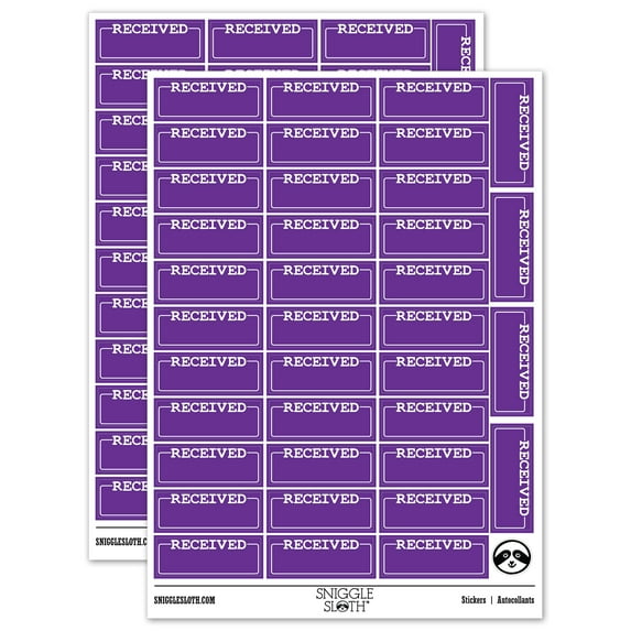 Received Blank Box for Date Signature Sticker Set - Purple - Matte Finish - 1.5" Small