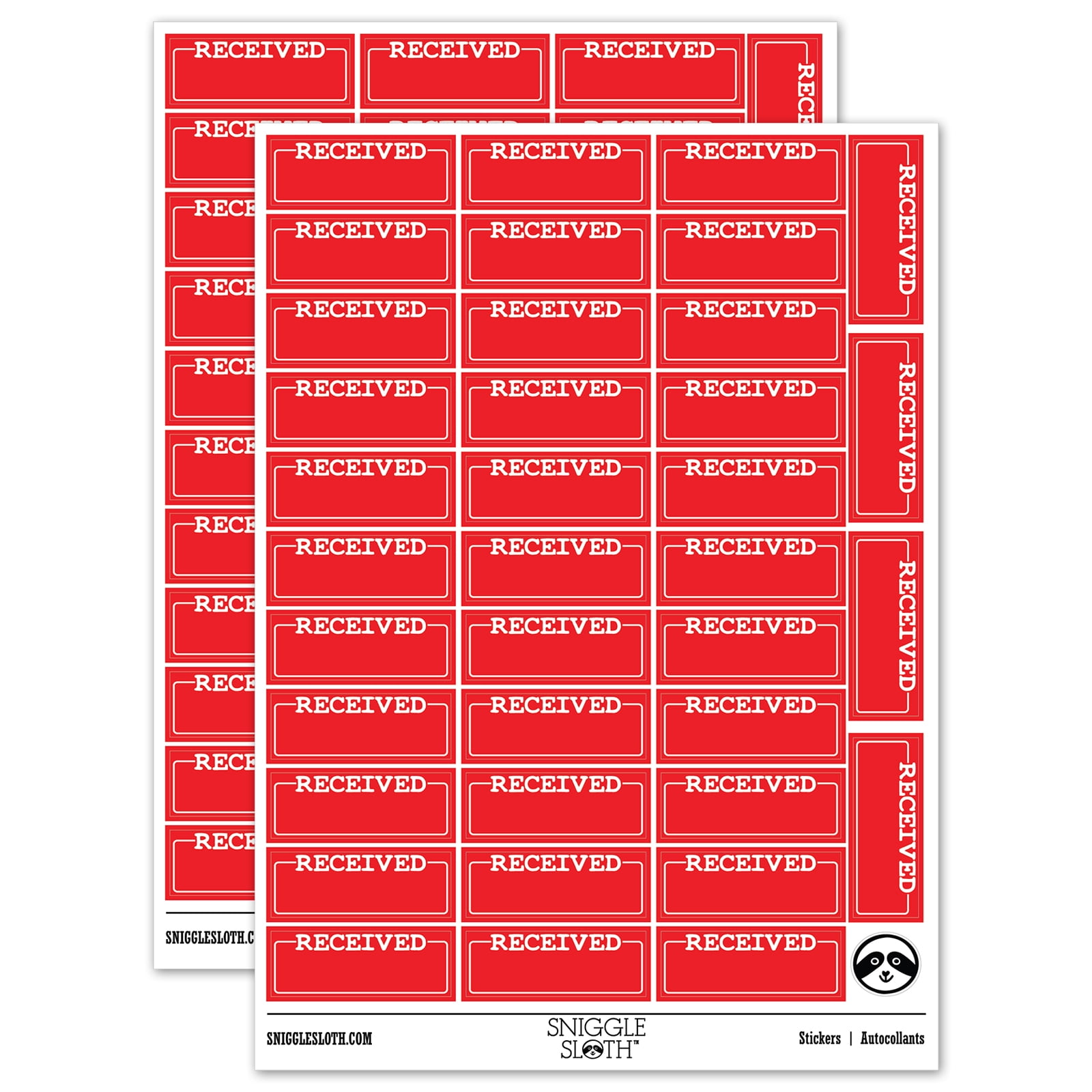 Recived Sticker Received Blank Box for Date Signature Sticker Set - Red - Matte Finish ...