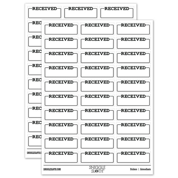 Received Blank Box for Date Signature Sticker Set - White - Gloss Finish - 1.75" Medium