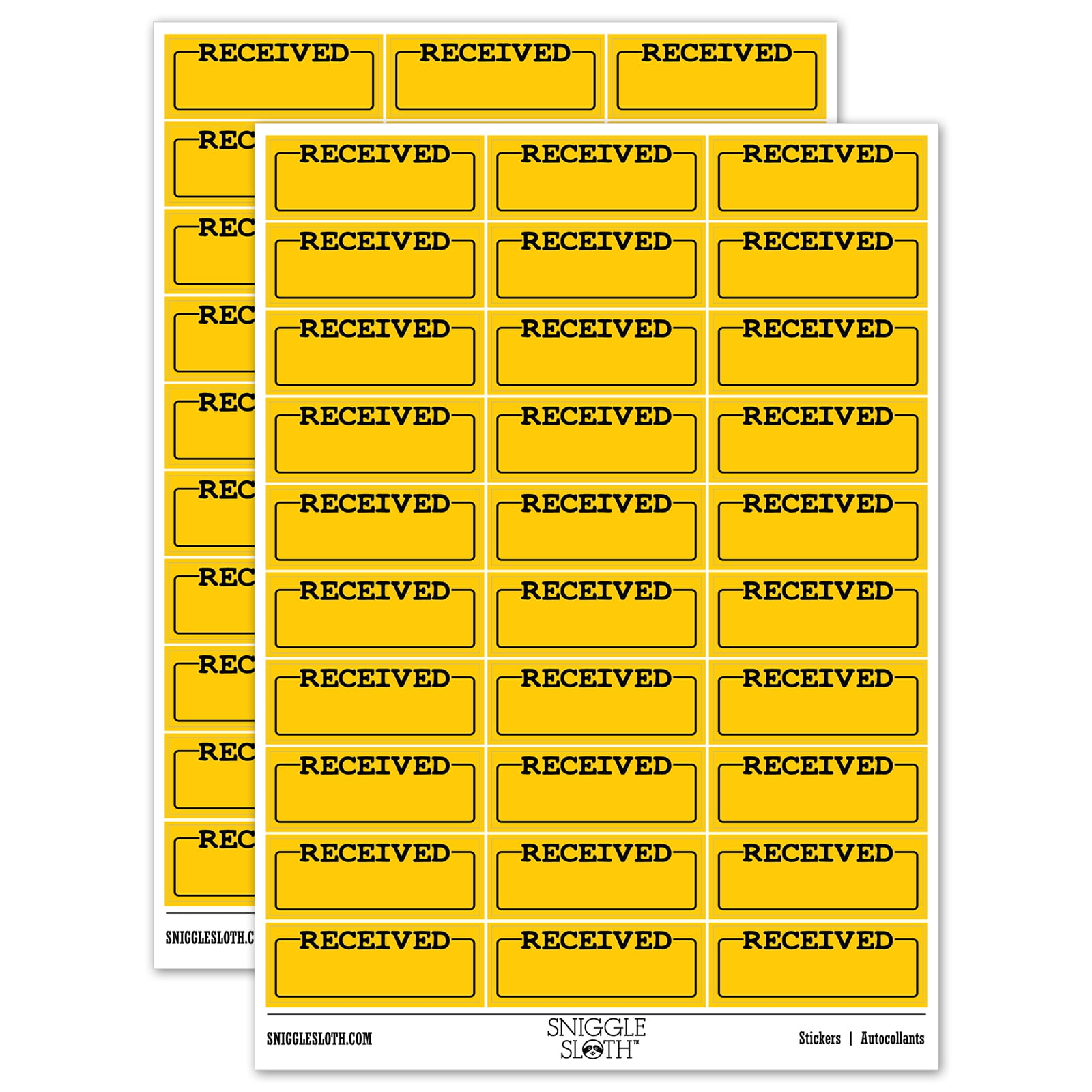 Received Sticker Received Blank Box for Date Signature Sticker Set - Yellow - Matte ...