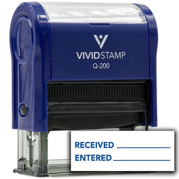 Received Entered Self Inking Rubber Stamp (Blue Ink) - Q-200