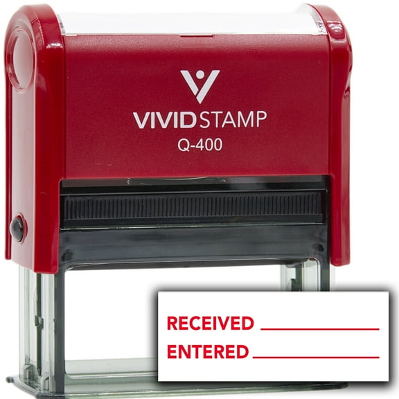 Received Entered Self Inking Rubber Stamp (Red Ink) - Q-400
