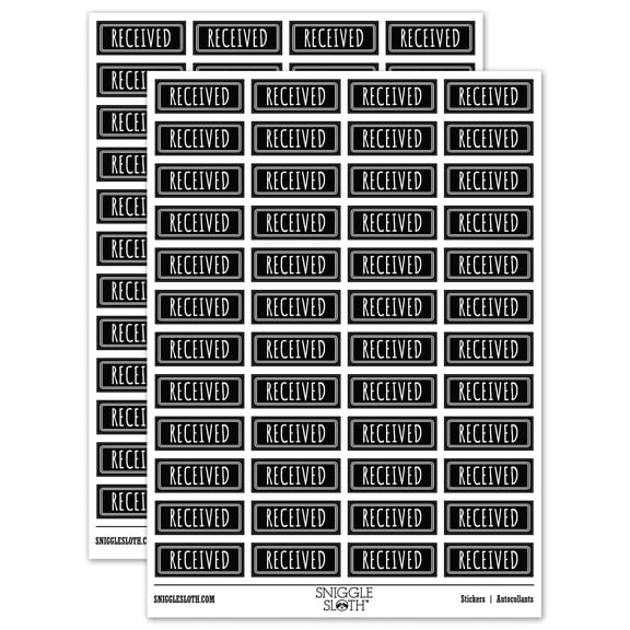 Received Office Filing Sticker Set - Black - Matte Finish - 1.25" Mini