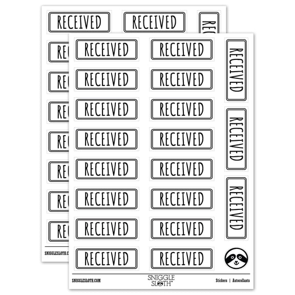 Received Office Filing Sticker Set - White - Gloss Finish - 2.00" Large