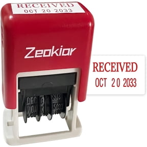 Received Stamp with Date Self Inking Rubber Office Stamp, 13 Years of Dates, Red Ink (0.78'' x 0.35'')