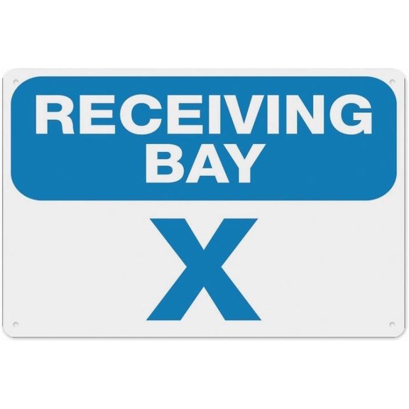 Receiving Bay Sign 8"x12", Aluminum Tin Warning Signs for Home Outdoor Garden, Weatherproof Directional Sign for Warehouse