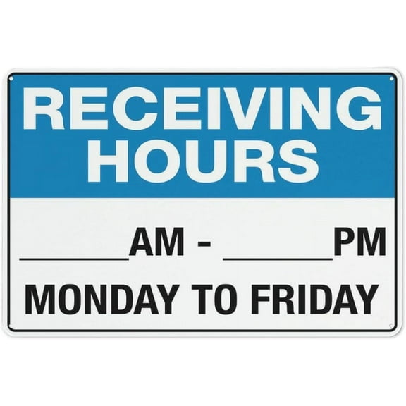 Receiving Hours Sign Signs Outdoor, Uv Printed Aluminum 12 X 8 In, Weatherproof And Security Signs For Home Or Business