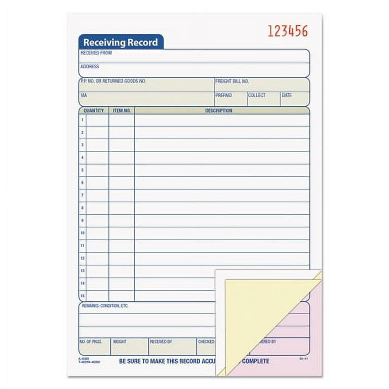 Receiving Record Book, Two-Part Carbonless, 5.56 x 7.94, 1/Page, 50 Forms Receiving Record Book, Two-Part Carbonless, 5.56 x 7.94, 1/Page, 50 Forms
