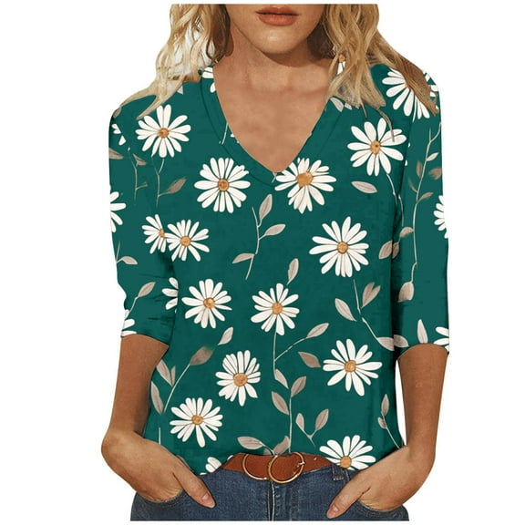BeiFu Long Sleeve Shirts For Women Casual Womens Long Sleeve Summer Tops Casual Women Blouses Cotton V Neck T Shirts For Women Cotton Loose Fit Spring Clothes For Women