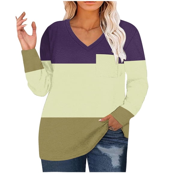 My Recent Orders Placed by me Timoontee Womens Plus Size Tops Fall Color Block Tunic Graphic Western Shirts Long Sleeve Vneck Work Tops Winter Cotton Sweatshirts with Pocket Dark Blue XXL