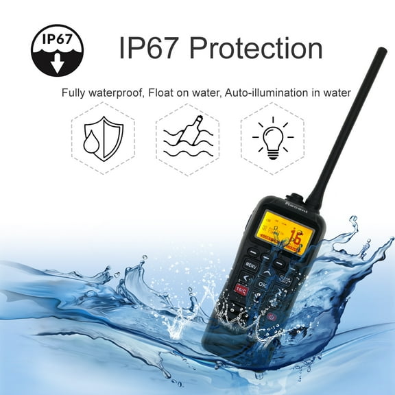 Recent RS-38M high-frequency handheld marine radio rechargeable with built-in GPS iPX7 waterproof marine transceiver equipped with professional accessories such as 1500mAh lithium-ion battery (7.4V