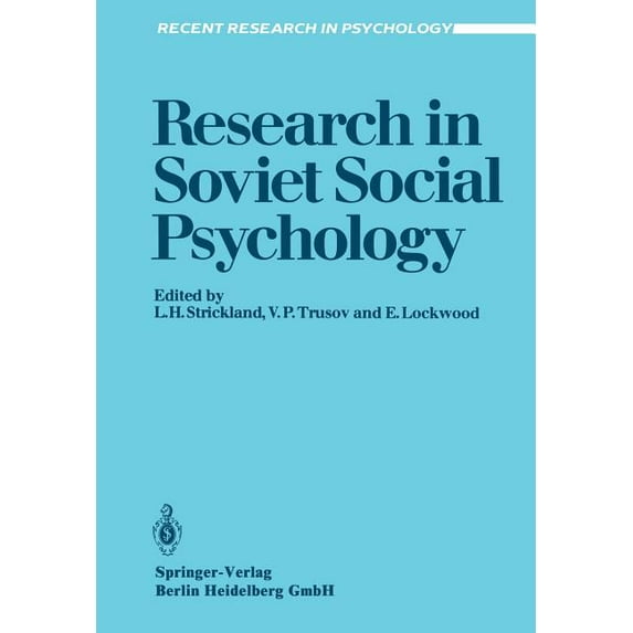 Recent Research in Psychology: Research in Soviet Social Psychology (Paperback)