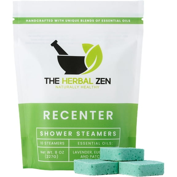 Recenter Shower Steamers Aromatherapy For Relaxing - Christmas Gift - Adult Stocking Stuffer - USA Made - Lavender & Eucalyptus Shower Bomb Tablets - Soothing Natural Essential Oils (10 Pack)