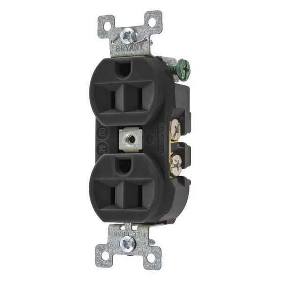 Bryant Receptacle,Blk,15A,Back/Side,Flush Mount BRY5262BLK