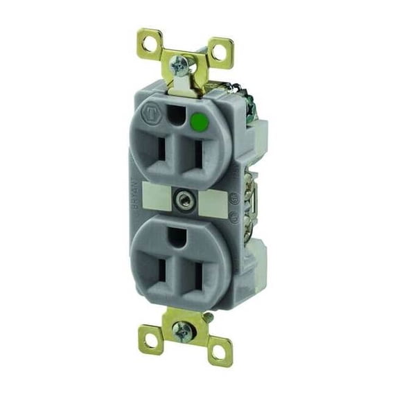 Bryant Receptacle,Gray,15A,5-15R NEMA Config. BRY8200GRY