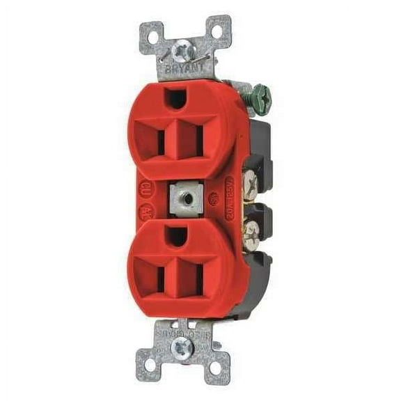 Bryant Receptacle,Red,15A,Back/Side,Flush Mount 5262BRED