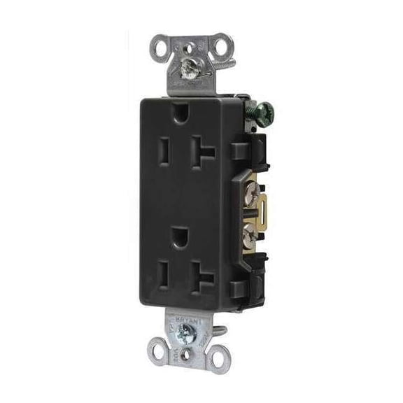 Bryant Recept,Black,20 A,2P3W,Back; Side,1PK DRS20BLK