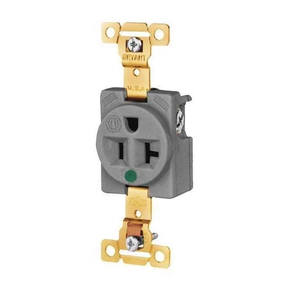 Bryant Receptacle,Gray,Hospital Grade,125VAC 8310GRY