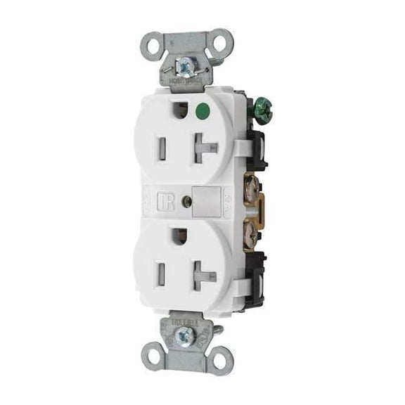 Straight Blade Receptacle, 5-20R, 20 A, 125V AC, 2 Pole, 3 Wire, Flush Mount, Grounded