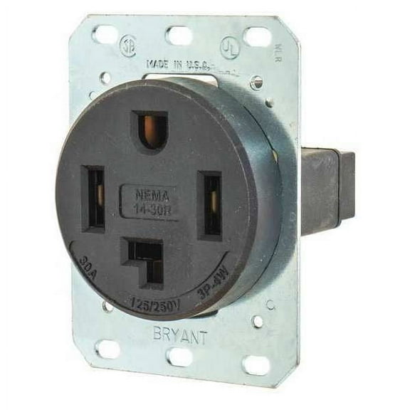 Bryant Receptacle,Blk,30A,3 Poles,4 Wires 9430FR