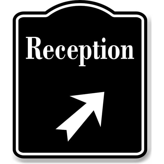 Reception 45 Degree Up Right Arrow BLACK Aluminum Composite Sign, 8.5"x10"