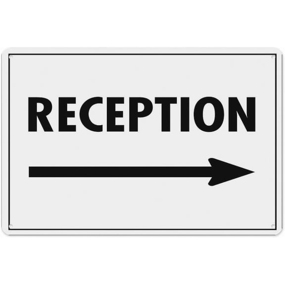 Reception (Arrow Right) Sign 8"x12", Aluminum Tin Warning Signs for Home Outdoor Garden, Durable Directional Sign for Office