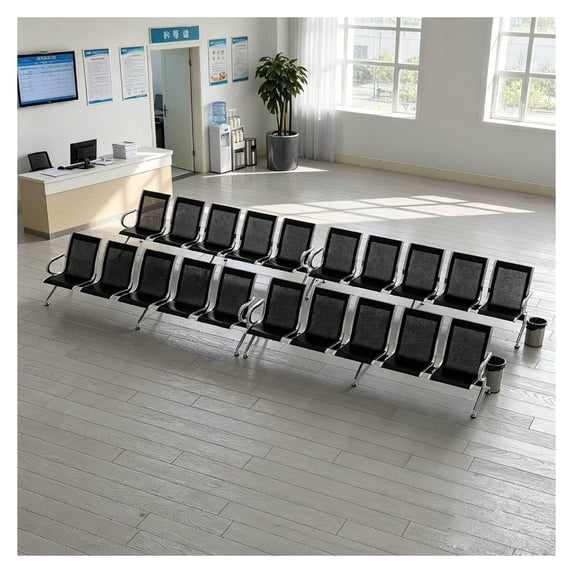 Sentado Reception Seating Reception Chairs with Arms 5 Seat Waiting Room Set Matte Black for ...