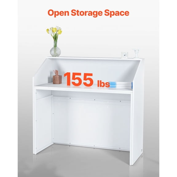 Reception Desk, 46 Inch Rectangular Front Counter Table, Office Reception Desk, Retail Counter and Front Reception Counter, for Checkout, Lobby, Beaut