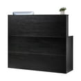thumbnail image 1 of Reception Desk, 55-Inch L-Shaped Front Counter Table with Drawer Keyboard Tray & Storage Cabinet, Ideal for Checkout, Lobby, Beauty Salon, and Office Use, Black, 1 of 11