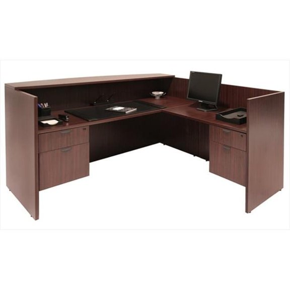 Reception Desk & Bf Peds And 47 In. Return - Mahogany