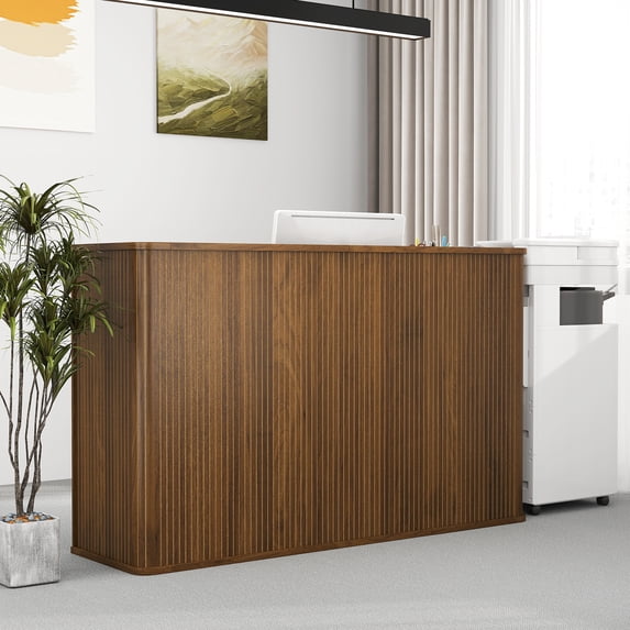 Evemt Table Reception Desk, Fluted Front Counter Table for Salons, Modern Reception ...