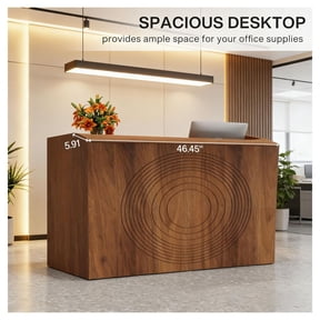 Reception Desk Modern Front Desk Counter Table with Open Shelves - 46.5" White Receptionist Desk for Office, Boutique, Salon - Commercial Workstation