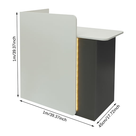 Reception Desk Retail Checkout Counter Front Table with 2 Drawer and Light Strip