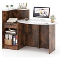 thumbnail image 1 of Reception Desk, Retail Checkout Counter with Lockable Drawer and Open Shelves, Wooden Front Desk Reception Counter, Desktop & Counter for Store Office Lobby Salon, 1 of 9