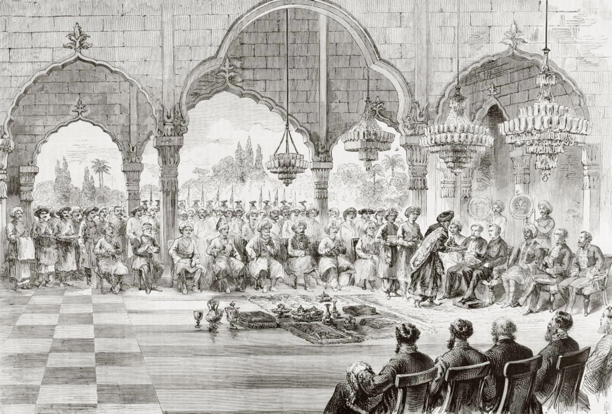 Reception For The Governor General Of India By The Rajah Of Lucknow In 1868 From Lunivers Illustre Published In Paris In 1868 Canvas Art - Ken Welsh Design Pics (17 x 12)