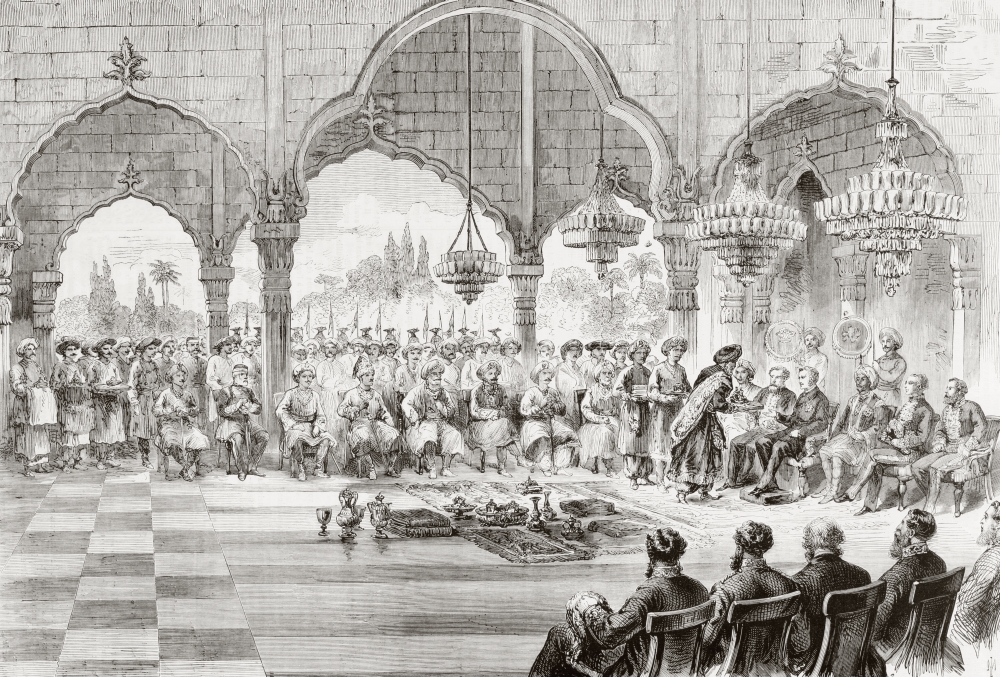 Reception For The Governor General Of India By The Rajah Of Lucknow In 1868 From Lunivers Illustre Published In Paris In 1868 Canvas Art - Ken Welsh Design Pics (34 x 24)