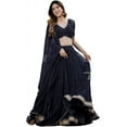 thumbnail image 1 of Reception Party Wear Indian Pakistani Designer Alia Bhatt Style Lengha Choli ( Black, XXL - 46 ), 1 of 6